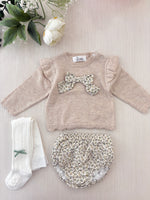 Completo "Fiocco & Fiori" sabbia