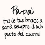 Papà tra le tue braccia sarà sempre il mio posto del cuore